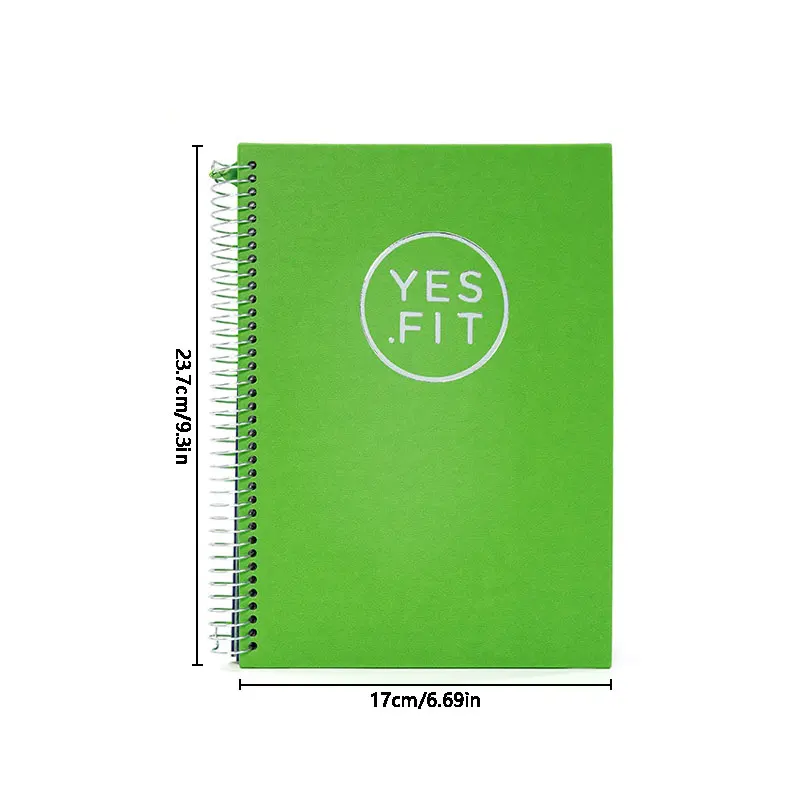 1PC Full English Daily Fitness Planner Coil Book Self-Discipline Workout Punch Card Exercise Record Notebook