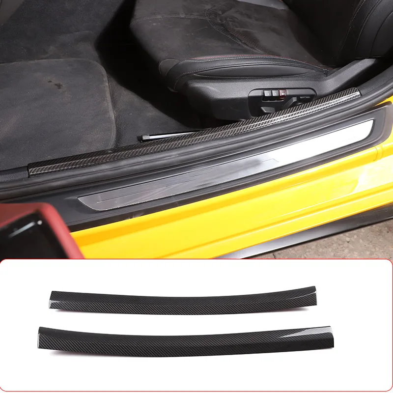 

For Toyota GR Supra A90 2019-2022 Real Carbon Fiber Built-in Door Sill Scuff Plate Cover Trim Car Accessories