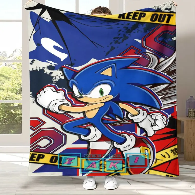 Cartoon S-Sonic Rings K-Knuckles Game Flannel Throw Blanket,Cozy Warm Blanket for Bed,Sofa,Living Room,Picnic,Camping,Home Decor