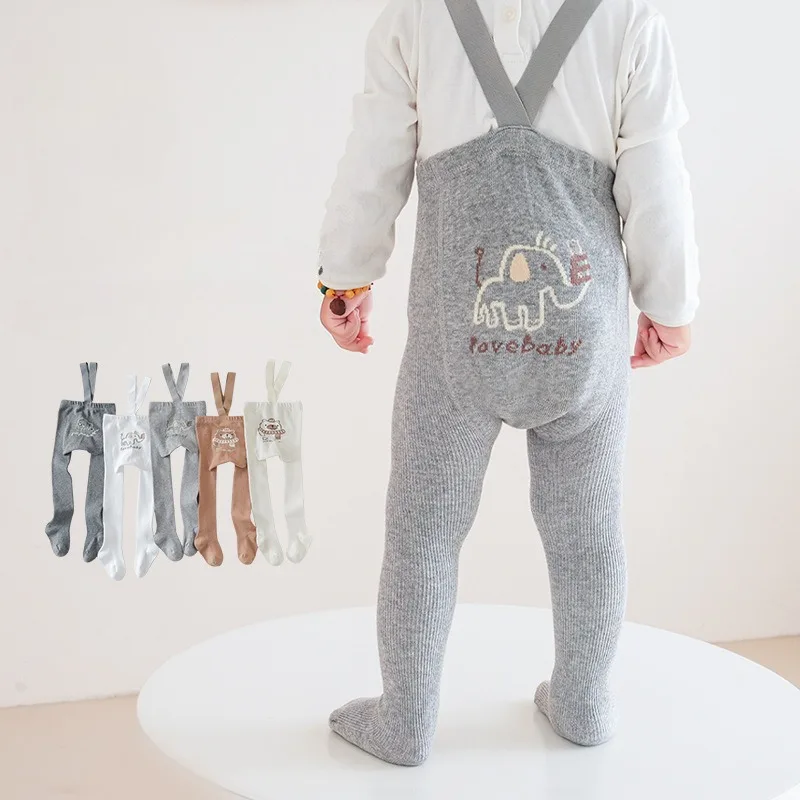 

Kids Girls Suspender Pantyhose Cute Print Cotton Tights Stockings Baby Leg Warmers Socks Boys Knit Leggings 0-3y Child Clothing