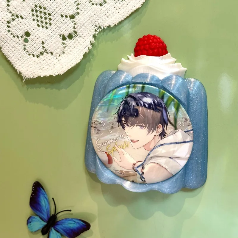 Cute Pudding 58/75mm Magnetic Badge Tray, 3D Print Button Pin Display Holder, Fridge Magnet Stand for Anime Kpop Merch Showcase