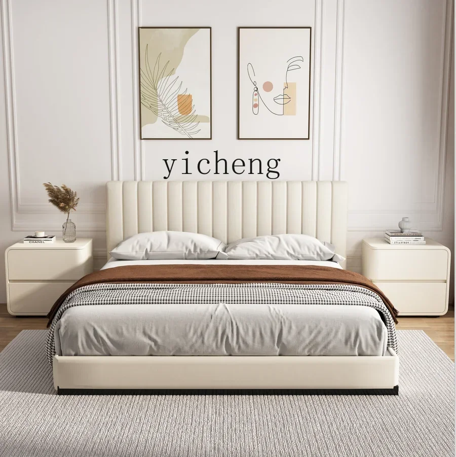 v9.10- modern minimalist microfiber leather bedside table simple art solid wood bedroom furniture bedside table