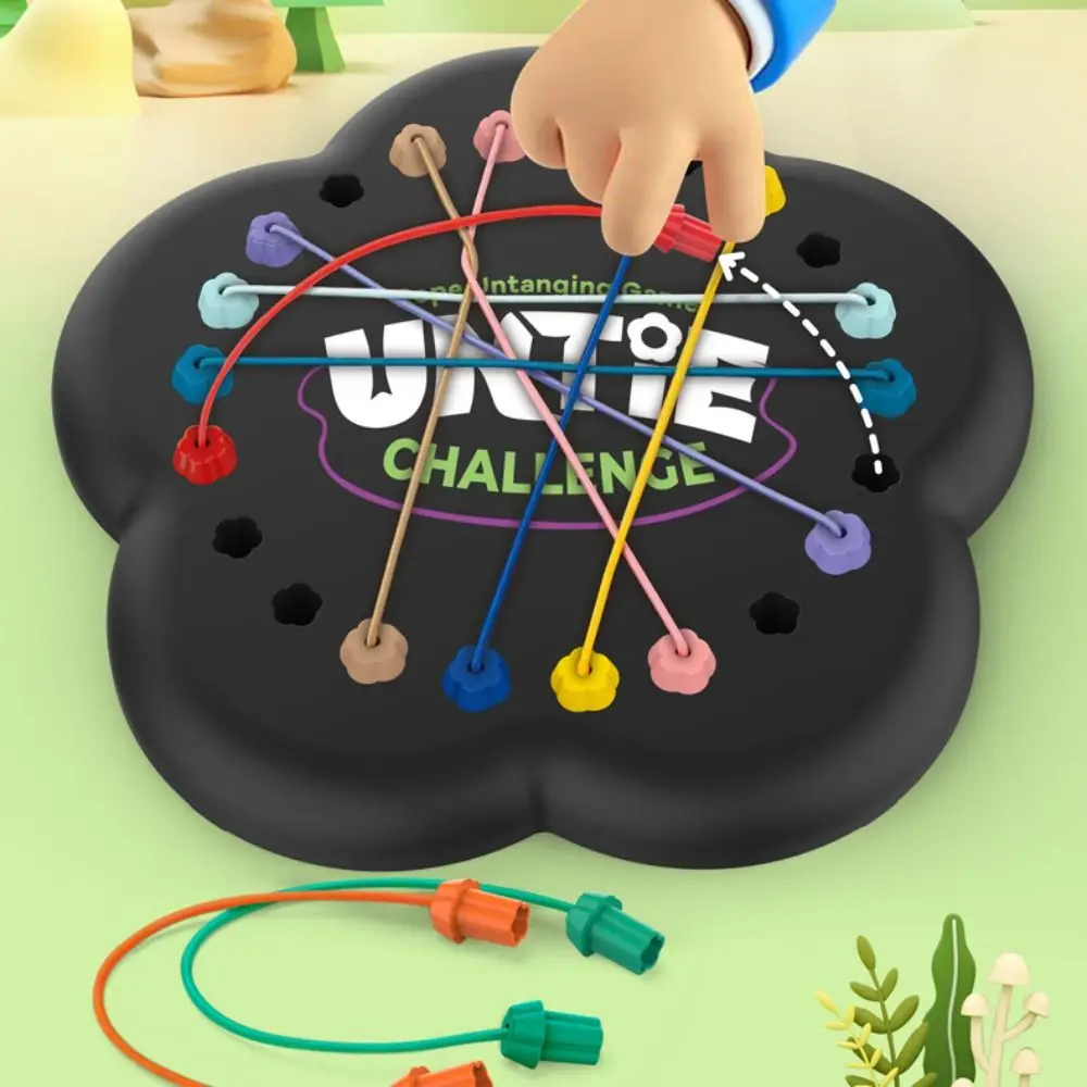 Logisch denken Kid Rope Knopen Game Challenge Kleur Twisted Connected Line Montessori Touw Onverbindingsspeelgoed Vroege verlichting