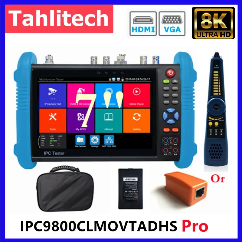 

8K CCTV IPC Tester IPC9800Pro 8MP AHD CVI TVI CVBS SDI IP Camera Testing UTP Cable Test Onvif HDMI VGA Input Power CCTV Test