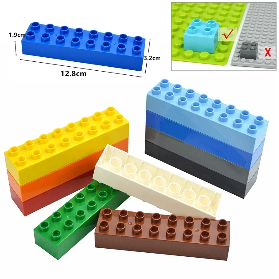 Duploes MOC Big Size Building Blocks 2X8 Dots Thick Figures Bricks Educational Creative Toys With Large Particles For Kids