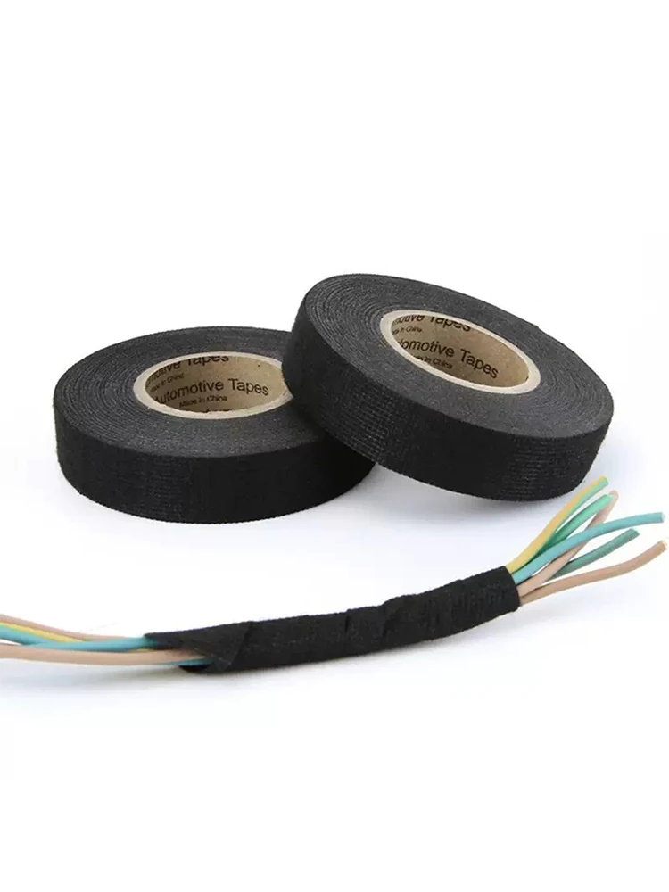 15M 9/15/19/25/32MM Heat-resistant Adhesive Cloth Fabric Tape For Automotive Cable Tape Harness Wiring Loom Electrical Heat Tape