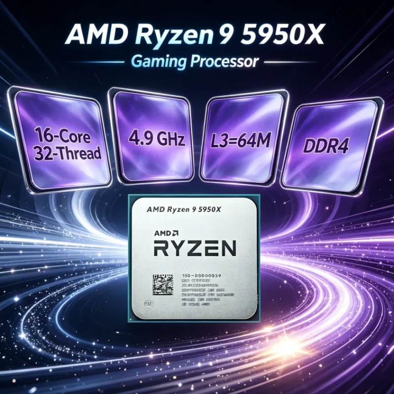 AMD Ryzen 9 5950X L3=64M 3.4 GHz UP to 4.9GHz but without cooler 105W DDR4 Gaming CPU 16-Core 32-Thread Socket AM4
