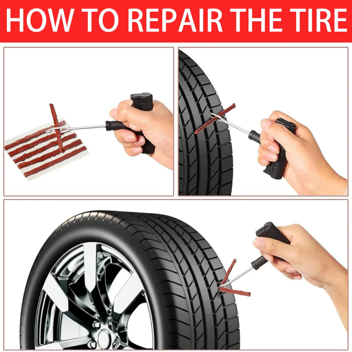 Car Tire Repair Rubber Strip Repair Kit Tire Rubber Sealing Patch For Car And Motorcycle Tire Blowout Repair Rubber 10/20PCS image 6
