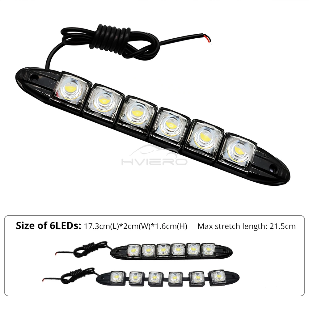 2X Waterproof DRL 6Chips Led Car Auto Decorative Flexible Daytime Running Light Driving Led Strip Headlight Fog Backup Trunk Led