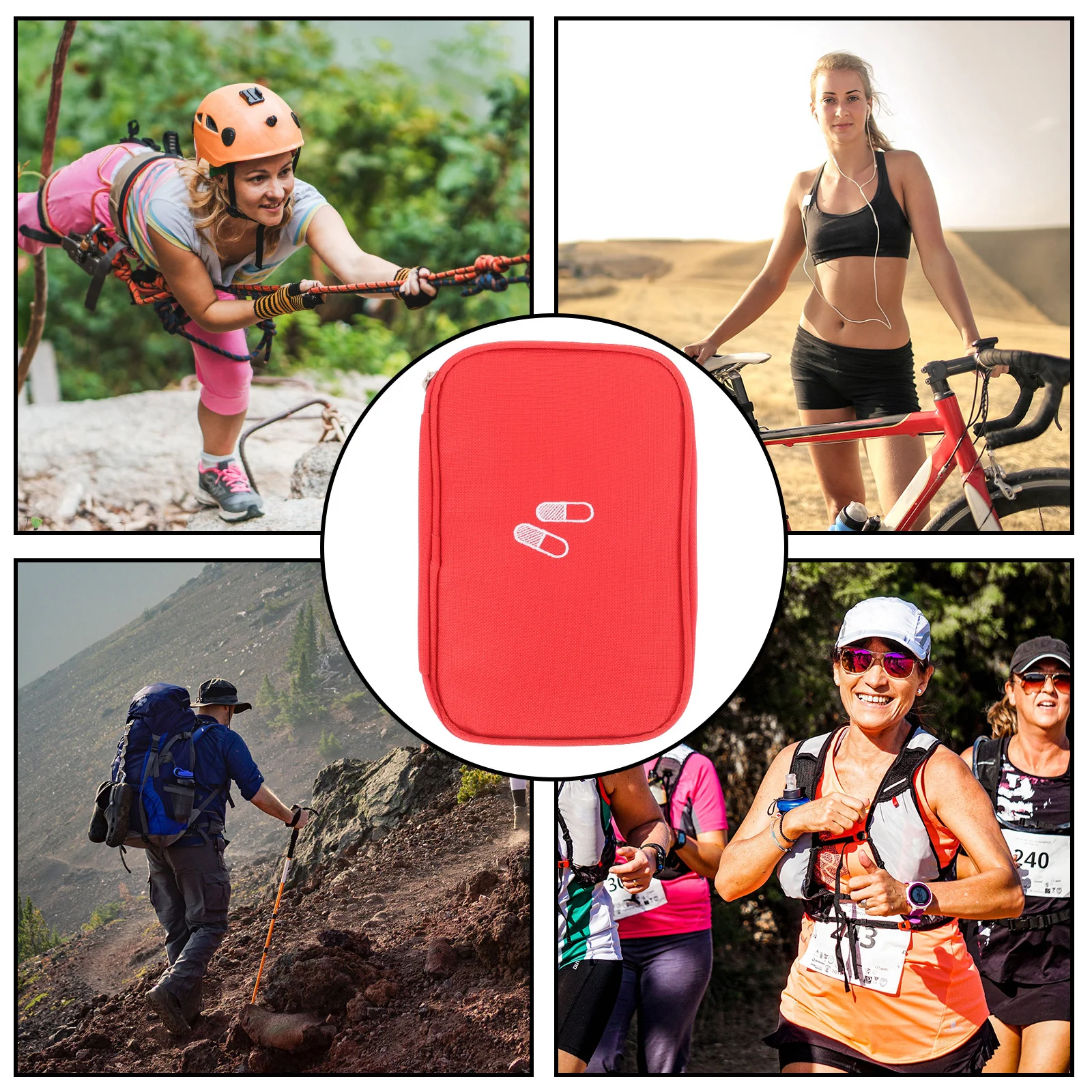 حقيبة طبية محمولة، منظم كبير، سحاب متين للإسعافات الأولية، السفر، المشي لمسافات طويلة، لوازم التخييم، حقيبة تخزين الأدوية