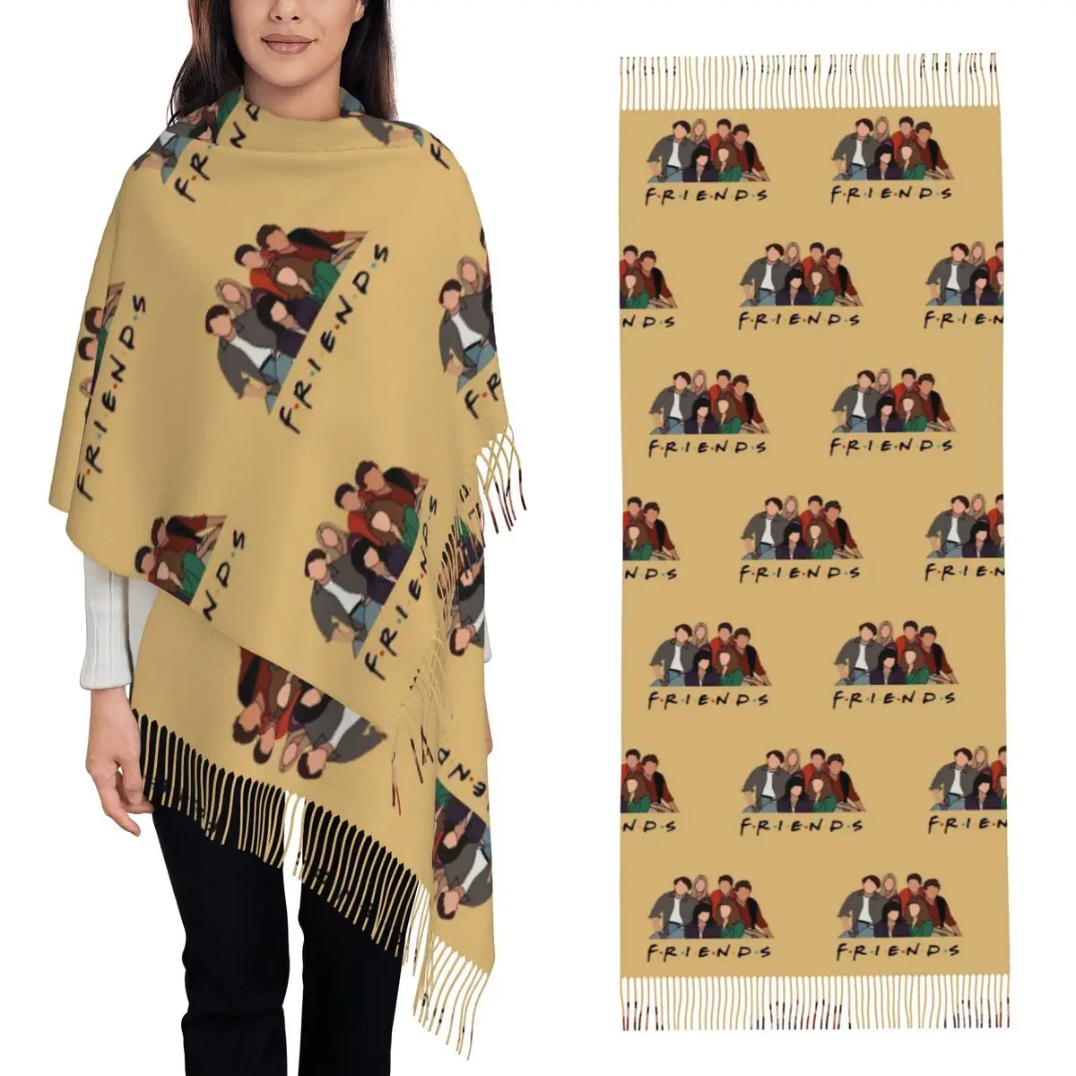 

Пикник Друзья сериал-шоу Шарф Шарфы с кисточками Женские мягкие теплые шали и накидки Большая осенне-зимняя шаль