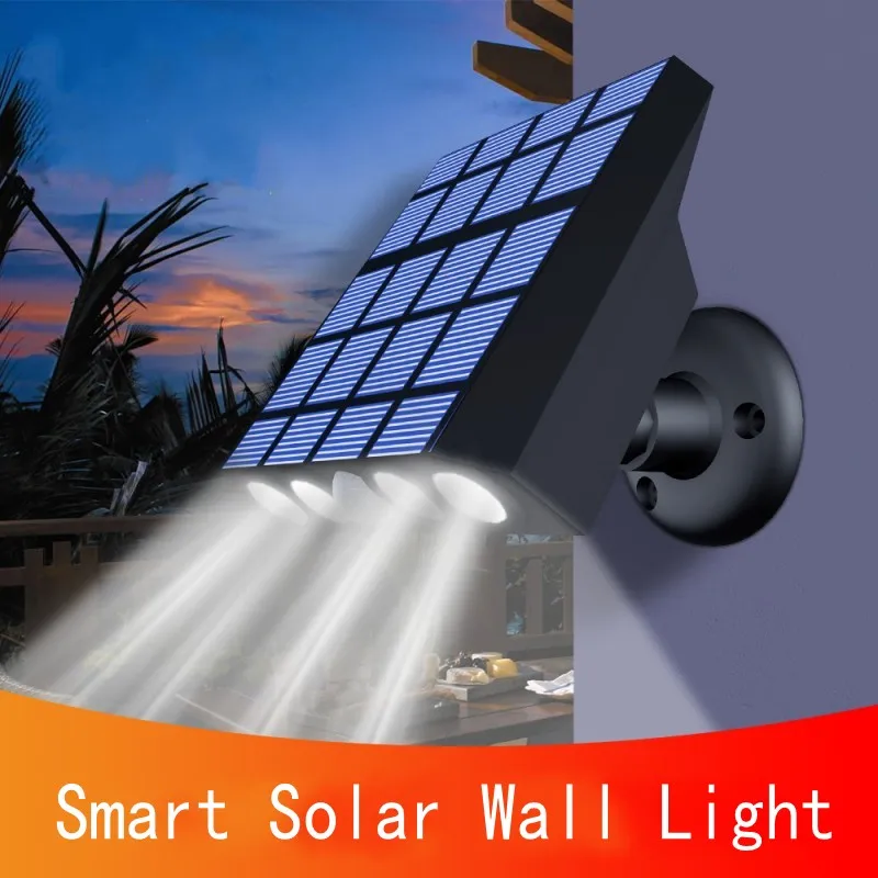 LED Solar Wall Lamp Outdoor IP65 Waterproof Smart Luminous Lighting Garden Decoration Solar Lights Stairs Fence Sunlight Lamp