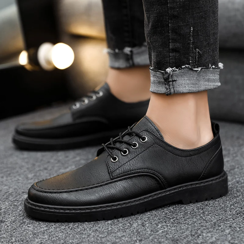 2024 New Leather Casual Shoes for Men British Lace-up Oxford Shoes Men\'s Classic Business Dress Shoes Men Loafers