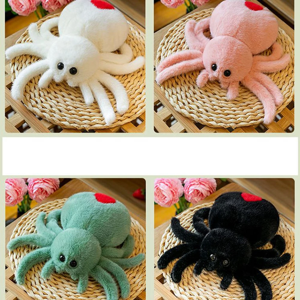 

Simulation Variation Red Tail Spider Plush Toy Cute Scary Solid Color Occult Doll Ten Thousand Children's Holy Day Dress Up Gift