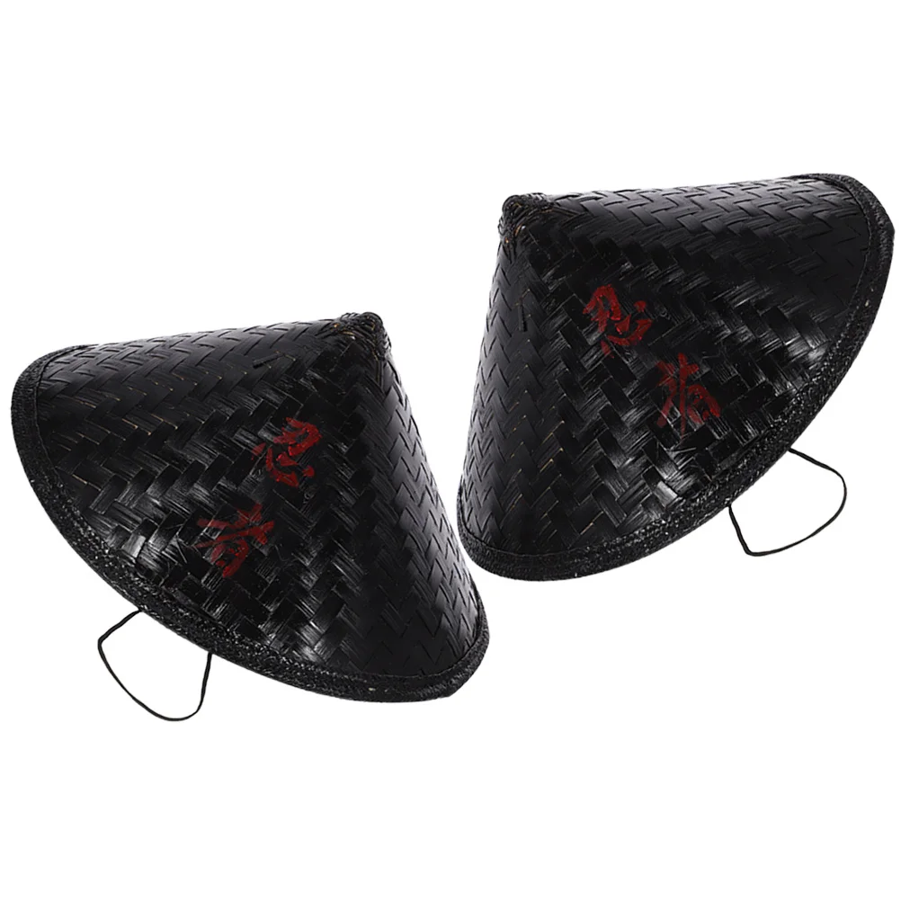 

2Pcs Ninja Bamboo Hat Oriental Woven Cosplay Party Prop Sun Hat Performance Cone Cap for Adults Teens Stylish Unique