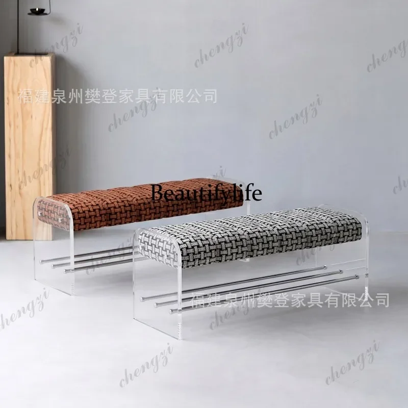 D1089 modern simple acrylic suspension bench light luxury home shoe change stool dining table bedroom bedside stool