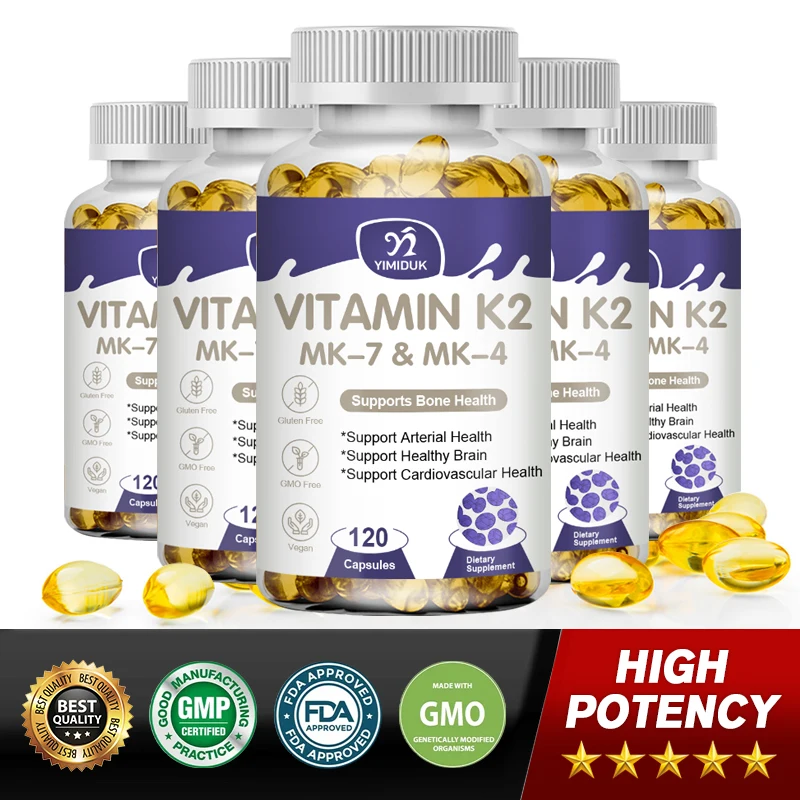 

Vitamin K2 Capsules with MK-7 & MK-4 Heart Health, Supports Joint, Bone & Teeth Health, Calcium Absorption, Boosts Immunity