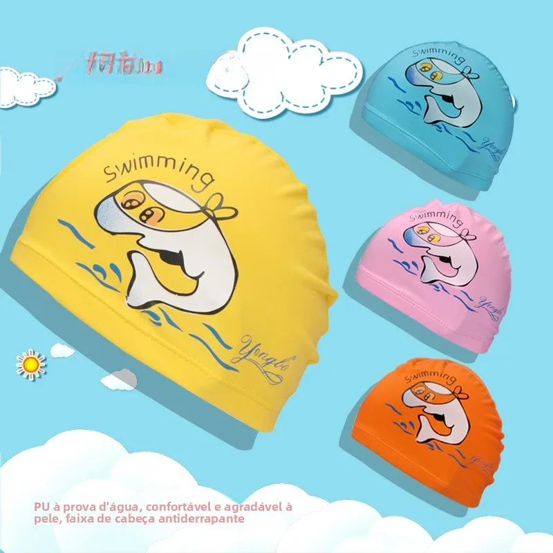 touca-de-natacao-infantil-impermeavel-com-revestimento-pu-confortavel-design-de-desenho-animado-nao-aperta-para-meninos-e