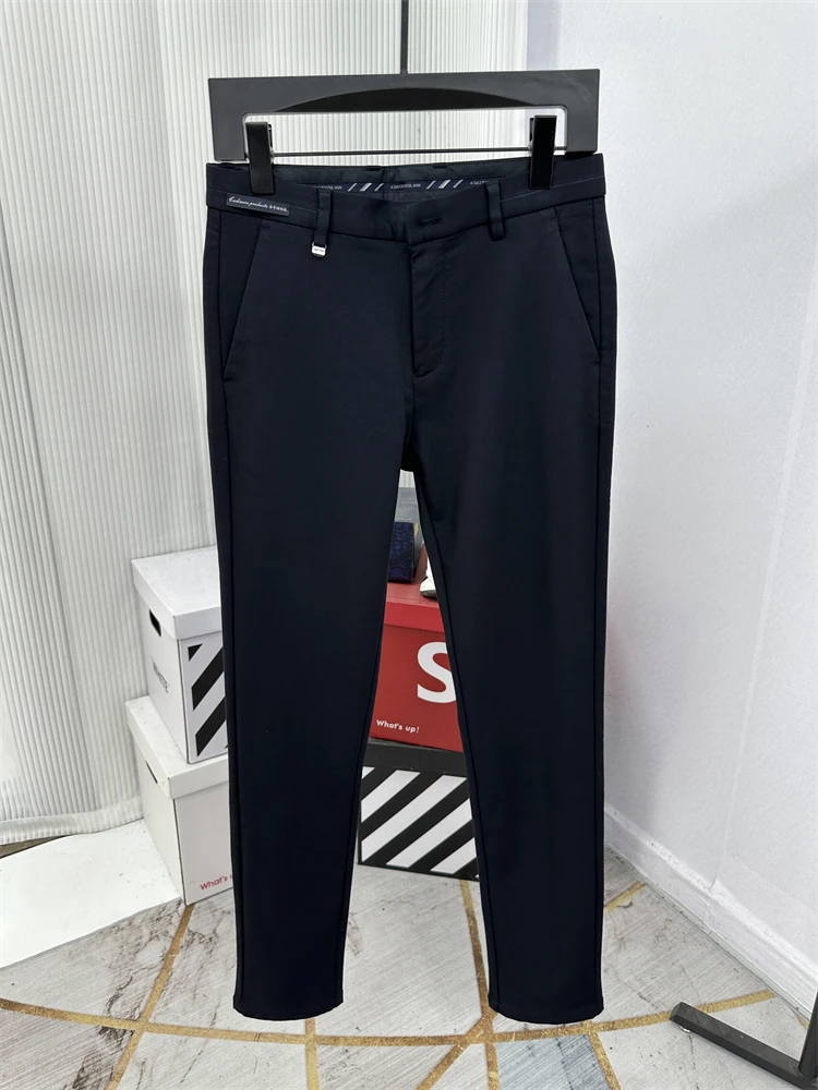 

Modal Camere Fce Lined Men's Pants Slim Fit Busin Commute Autumn Winter Straight Leg Long Trousers Casual Faion