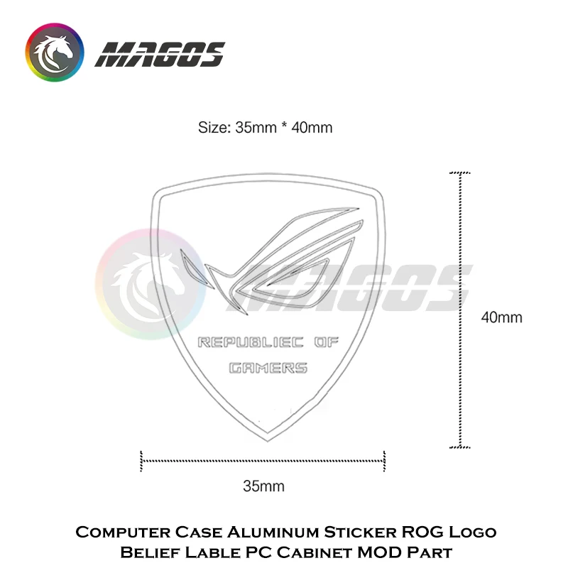 Computer Case Aluminum Sticker ROG Logo Belief Lable PC Cabinet MOD Part Black/White