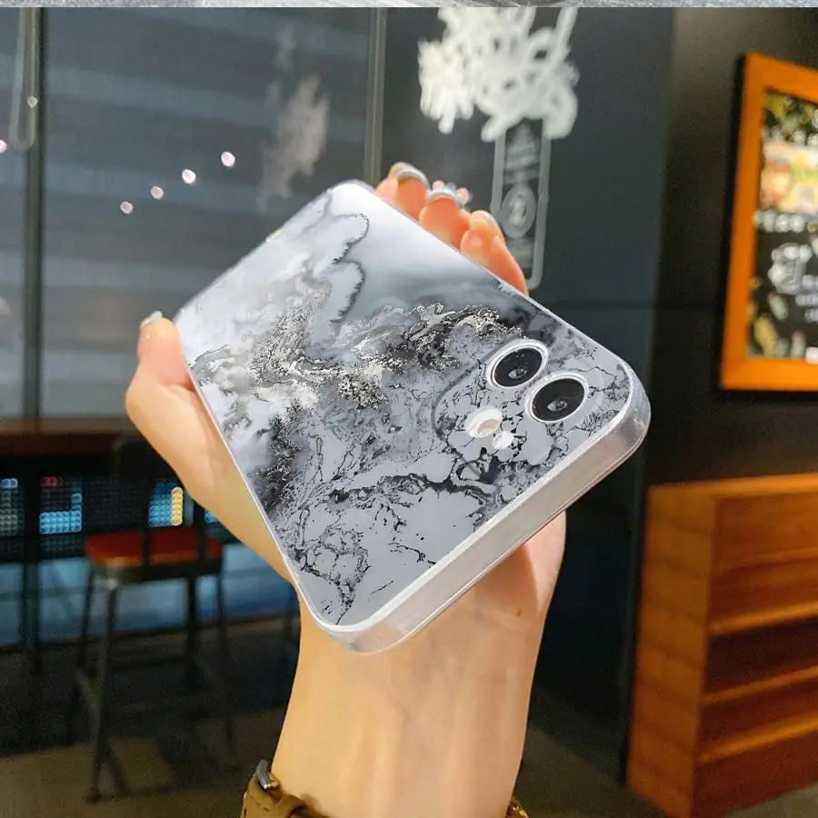 حافظة لهاتف آيفون 13 12 11 Pro MAX 16e XR 12 Mini 17 Air 7 8 16 15 14 Plus Marble