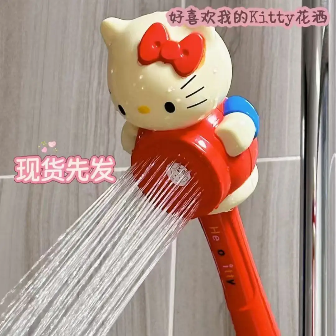 

Anime Sanrio's Hello Kitty Handheld Adjustable Shower Accessories Set for Women Daily Bathroom Cute Kawaii Cartoon Holiday Toys
