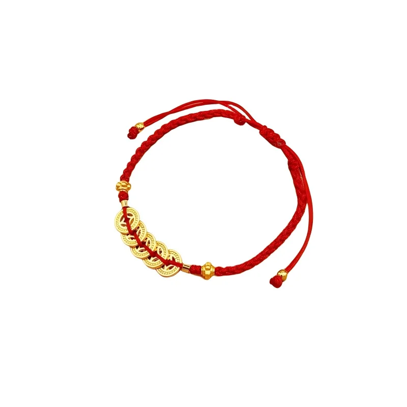 Handmade Braided Lucky Red Rope Chain Bracelet 14k Gold Plated Adjustable Chinese Style Bangle for Women