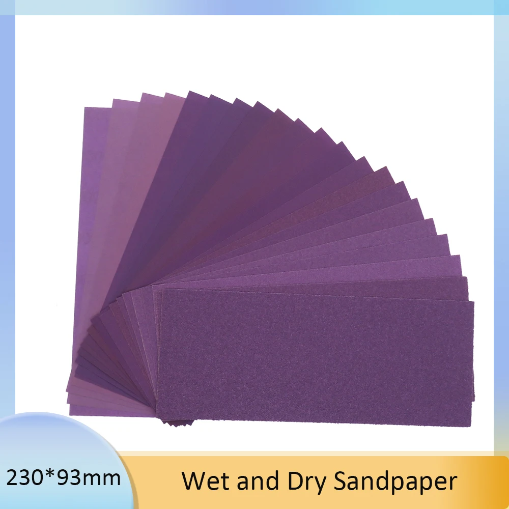 10 Pieces Purple Square Sandpaper 230*93mm Wet and Dry Sanding Paper for Automotive Polishing Paint Maintenance Grinding Tools