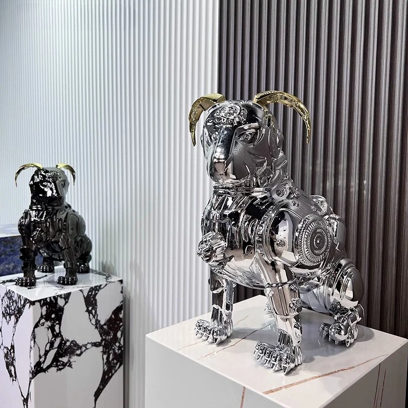 Modern Light Luxury Mechanical Dog Figurine Showroom, Creative Living Room , Home Soft Furnishing Decorations.