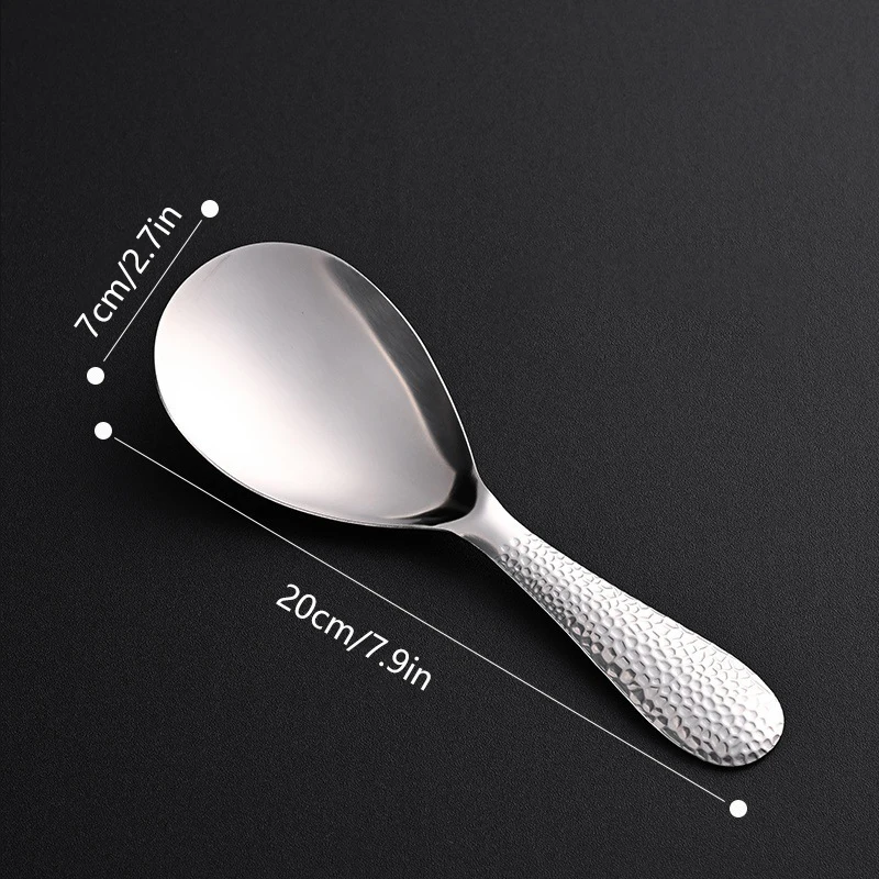 Stainless Steel Hammer Patterned Large Rice Spoon Cafeteria Restaurant Self-Service Cutlery Household Non-stick Rice Shovel