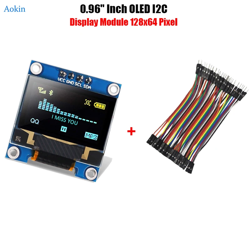 Módulo de tela oled 128x64, 0.96 "i2c iic ssd1306, placa de driver, chip serial de 4 pinos para arduino esp32