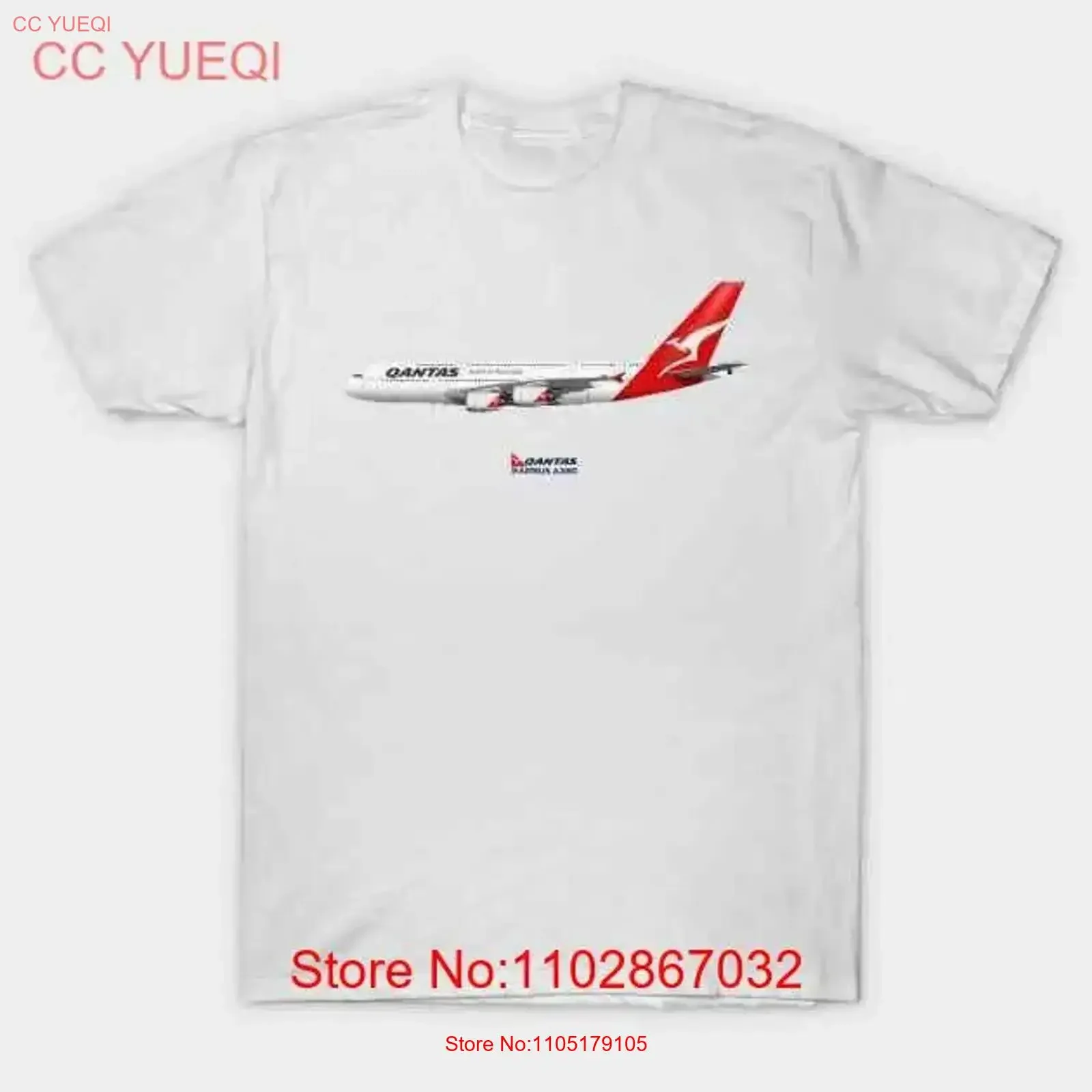 Illustration of Qantas Airways Airbus A380 Made in Australia T Shirt S 5XL vintage Washed Stretched designer clothes Unisex