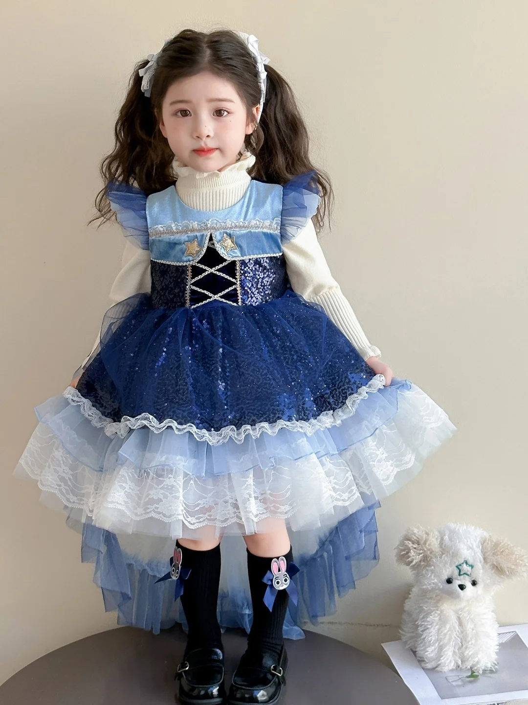 

Lolita Police Officer Skirt Vest Child Girl Rabbit Costume Dr loween Birthday Par Dr Set Sweet Sle Long Sve