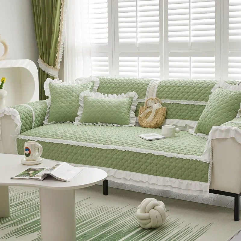 Universal Fabric Sofa Cushion Non-Slip Thickened Scrub Sofa Towel Cushion Modern Simple Quilted Cushion Backrest Cover