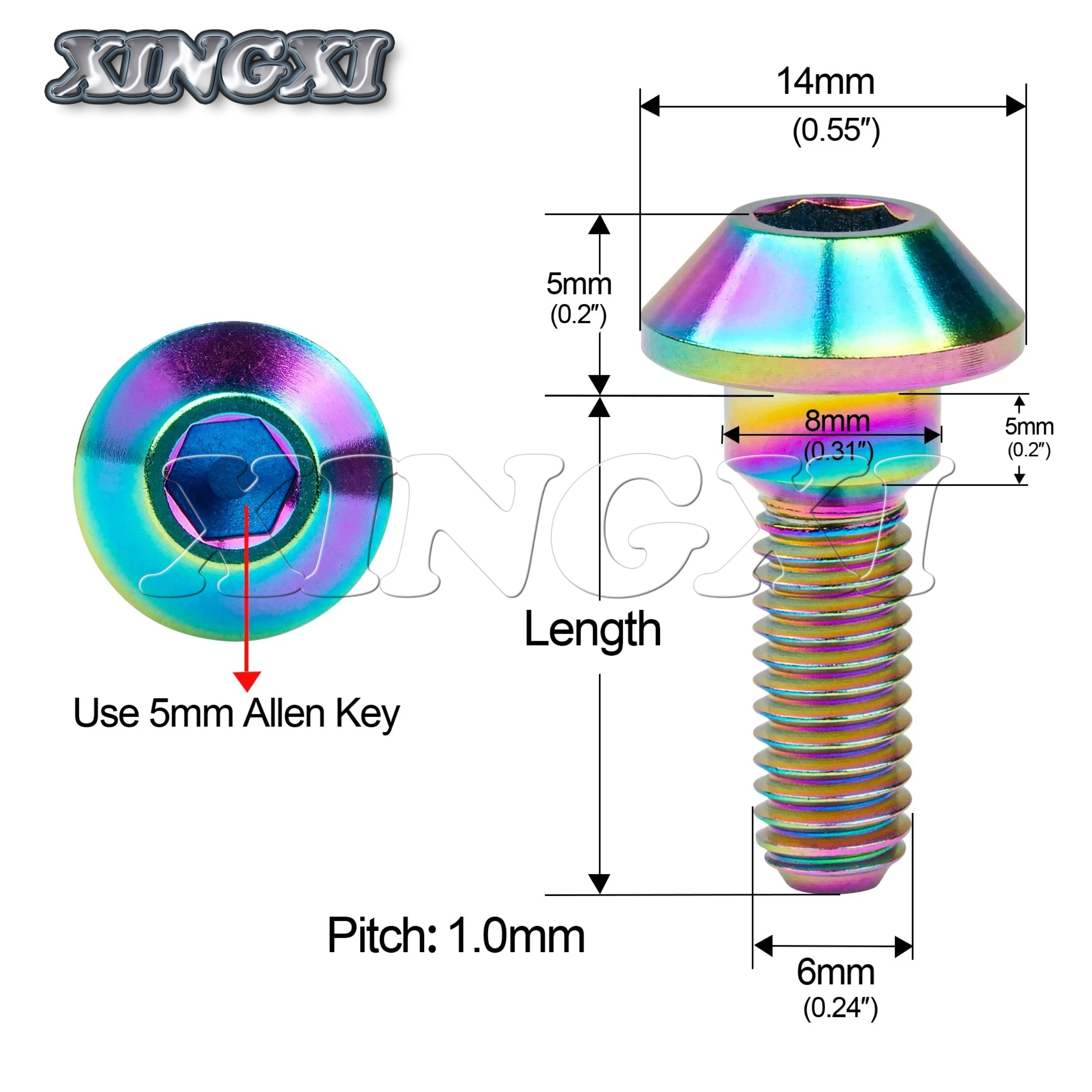 XingXi Titanium Bolt M6 X 20/25mm Tapered Ball Socket Head Bolts For Yamaha Motorcycle Brakes