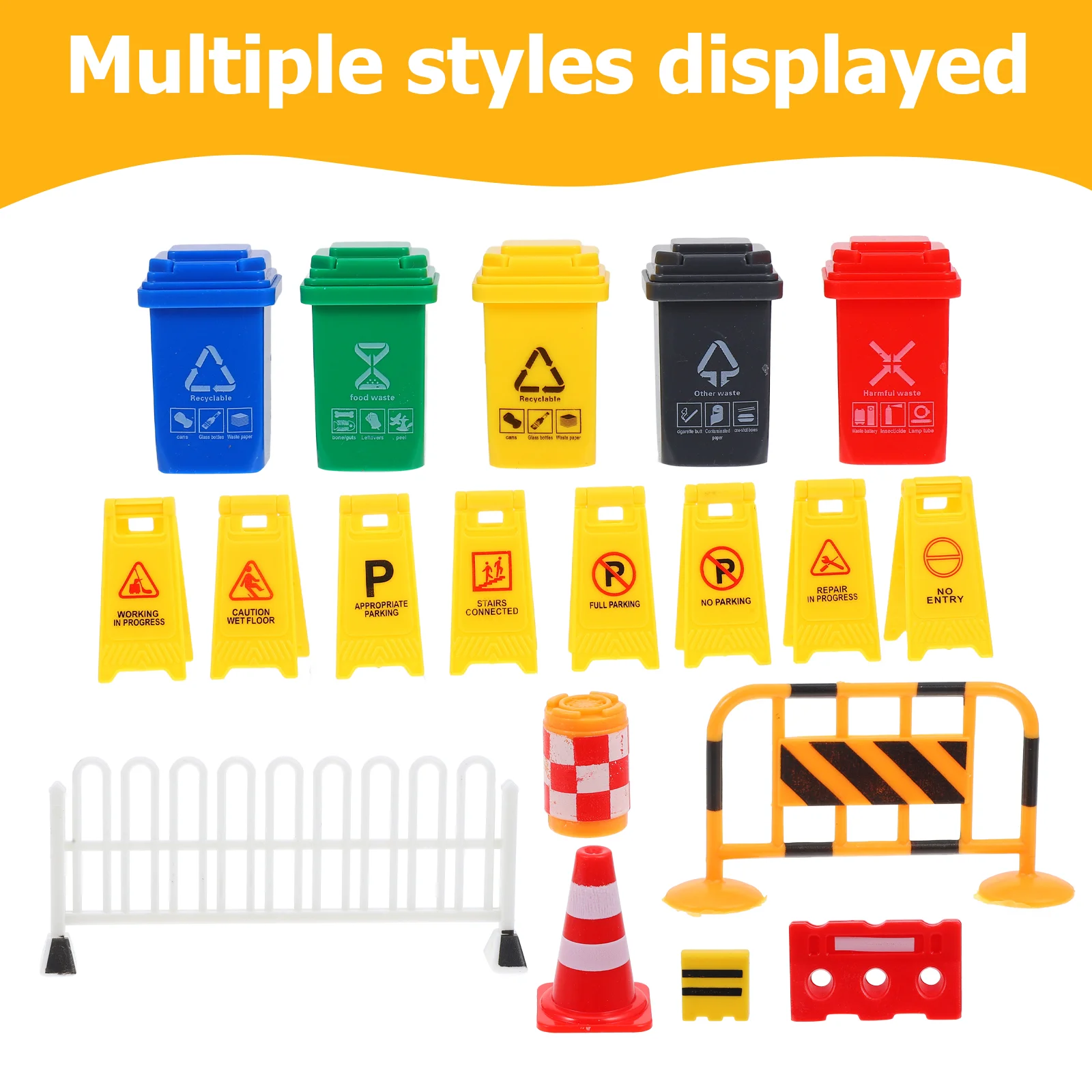 67 Pcs Material Road Sign Barricade Toy Toddler Kids Toys Abs Mini Traffic Cones