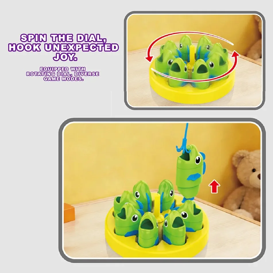 Telescopic Fishing Toy With Spinning Green Fish Set, Kids' Educational Fishing Master Fun Game For Ages 3+