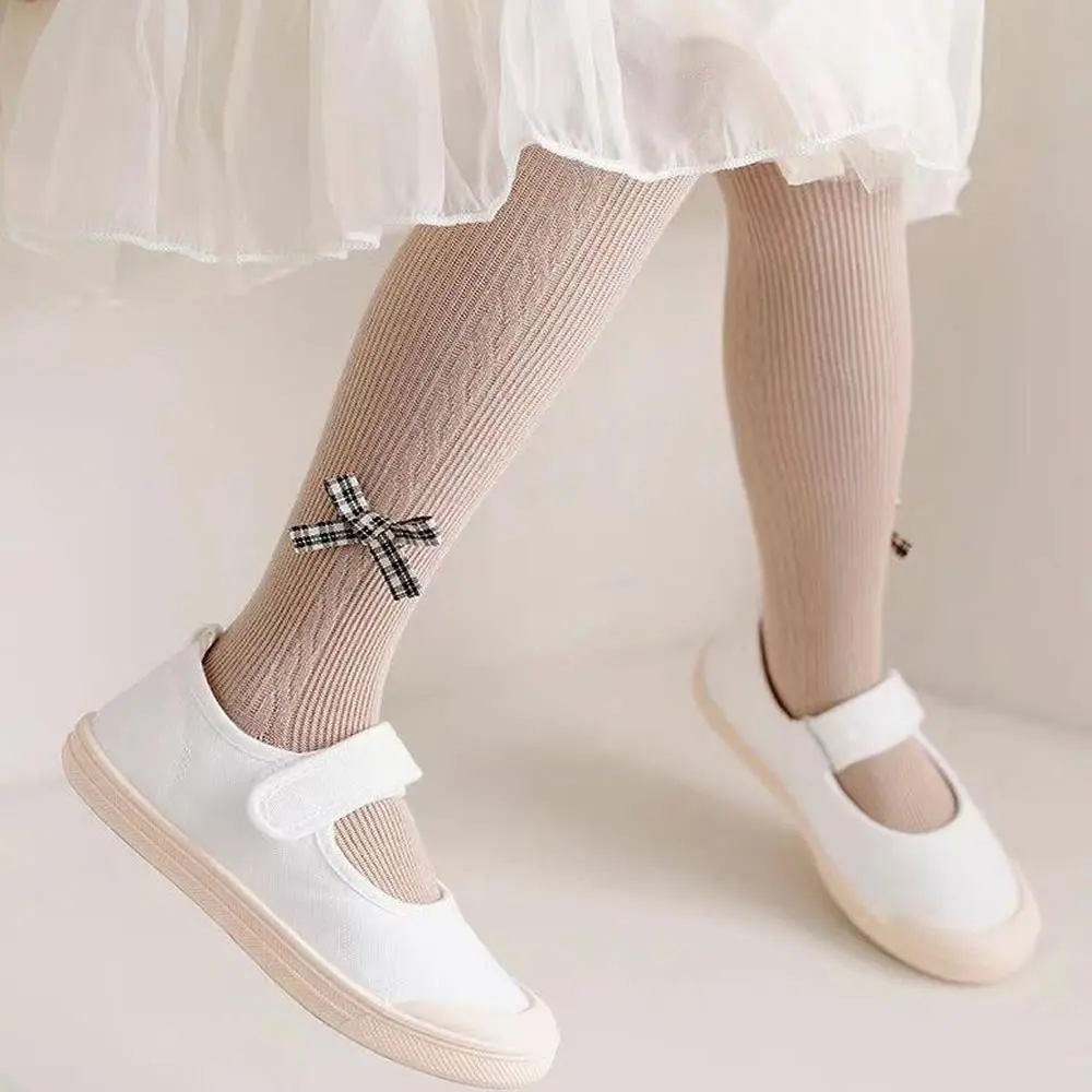 1 Pairs Girls Pantyhose Autumn Keep Warm Cotton Bow Tie Decor Babys Princess Tights Stockings Children Anti-Mosquito Leggings