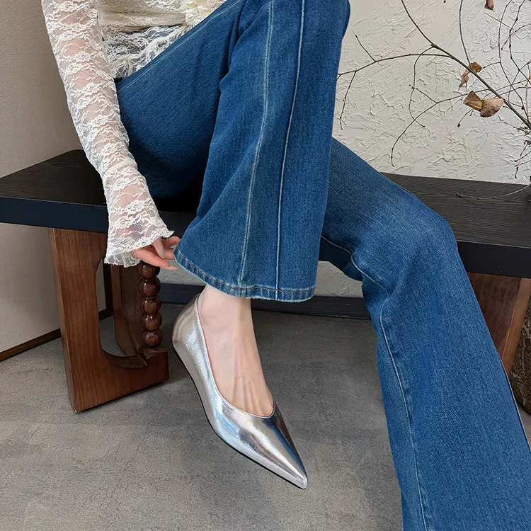 3.5cm Heel Women's Shoes Patent Leather Pointed Toe Wedge Pumps Minimalist Commute Women's Shoes Comfort Lining Office Versatile