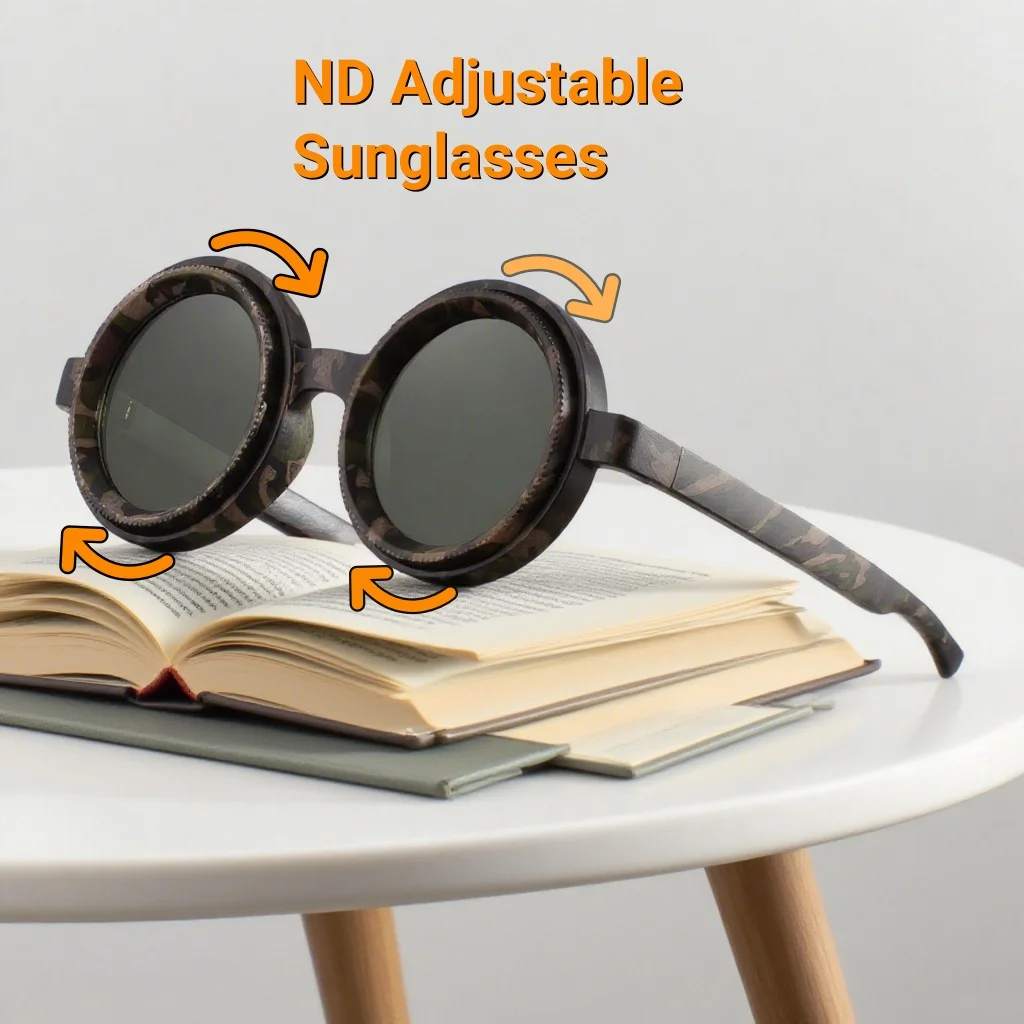 

New Retro ND Adjustable Zoom Polarized Men's Sunglasses for Men and Women Outdoor Sunscreen UV400 Premium Round Frame Sunglasses