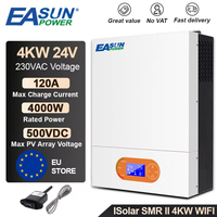 EASUN POWER Solar Hybrid Inverter 4KW 6KW 24V 50Hz/60Hz Hybrid Inverter 230VAC Pure Sine Wave 120A MPPT NO Battery Work inversor