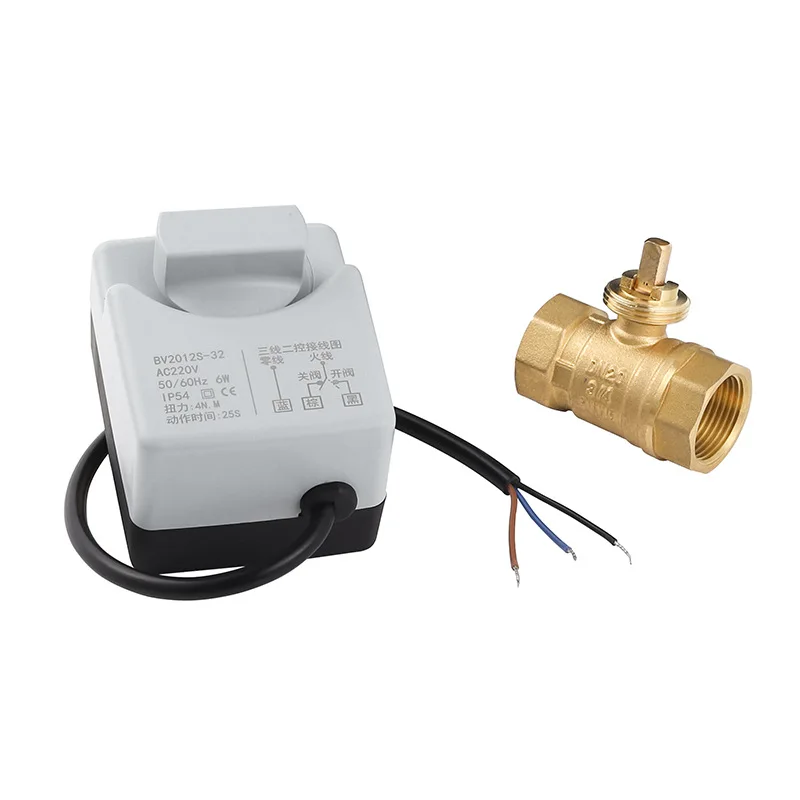 AC220V 3 vías/2 vías DN15 DN20 DN25 DN32 DN40 con interruptor Manual válvula de bola motorizada de latón actuador eléctrico de dos controles de 3 cables