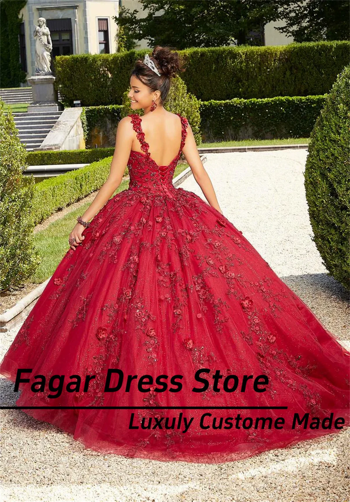 Red Princess Sweetheart Quinceanera Dresses For 15 Years Fashion Lace Beading Court Train Princess Birthday Party Gown With Cape