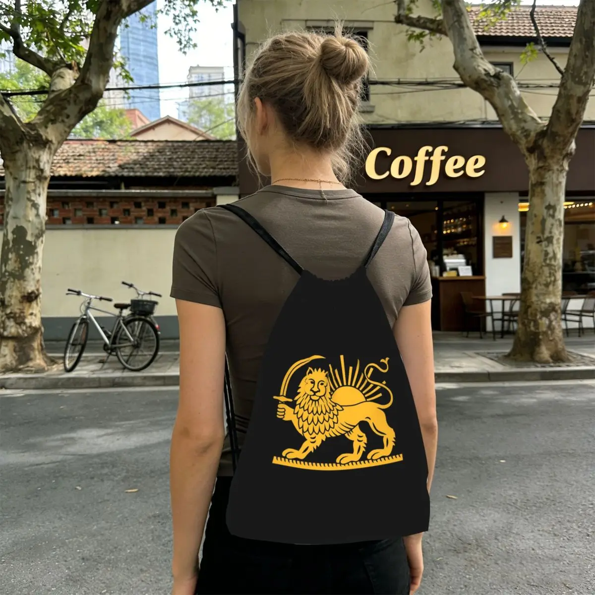 

Flag Of Iran Iranian Backpacks Fashion Drawstring Bags Sports Bag Book Bags for Travel Students