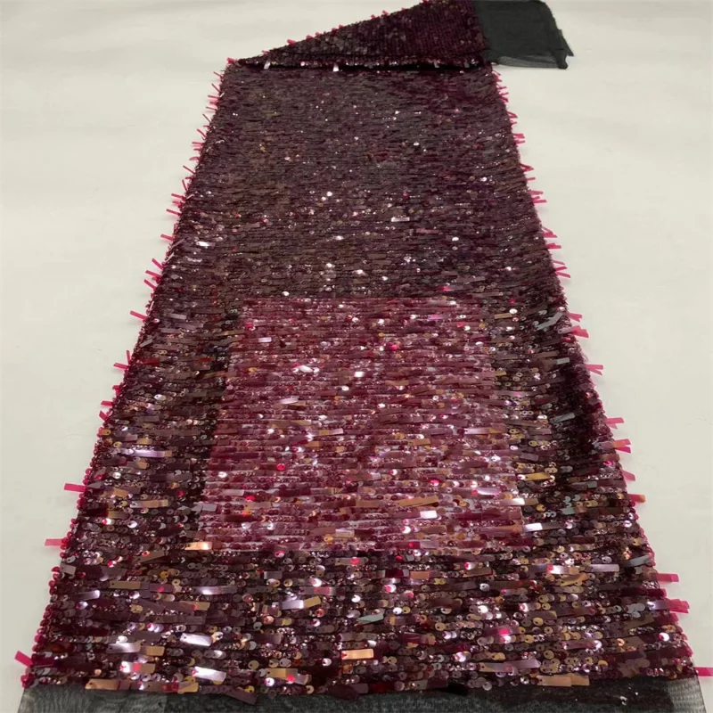 

Long Sequin Embroidered Mesh Fabric for DIY Sewing Evening Dress Fashion Clothing Designer Fabrics Material Cloth By The Yard