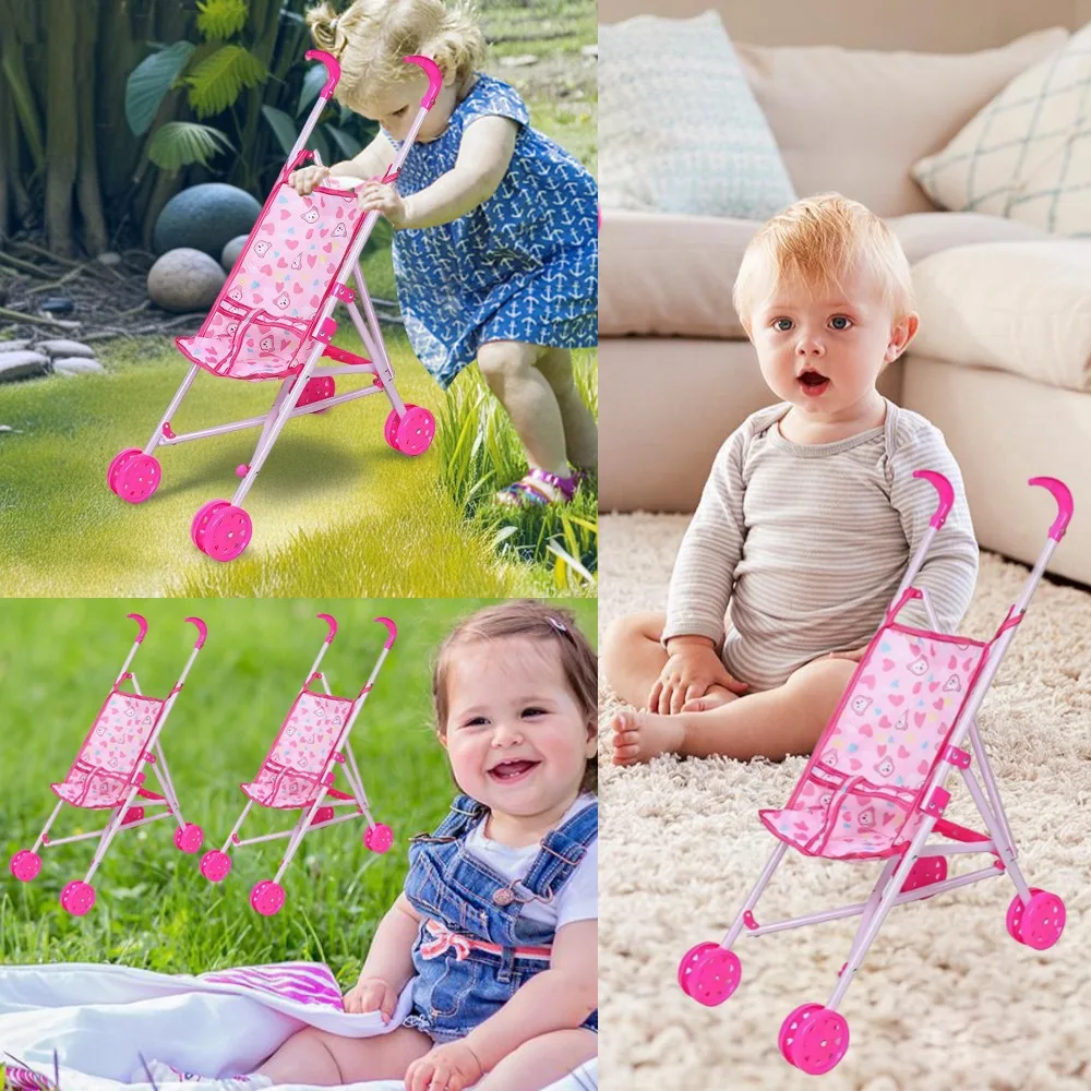 

1 Pcs Colorful Foldable Doll Stroller Toddler Lightweight Stable Baby Walking Stroller Baby Learning Toy