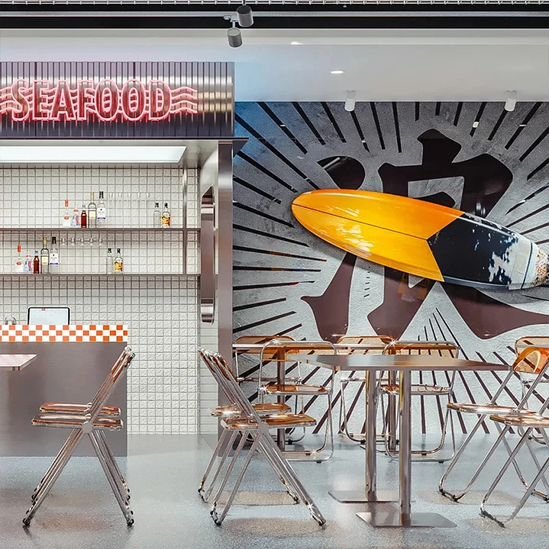 custom.Modern Commercial Metal Restaurant Tables and Chairs Set Grilled Meat and Fried Chicken Dining