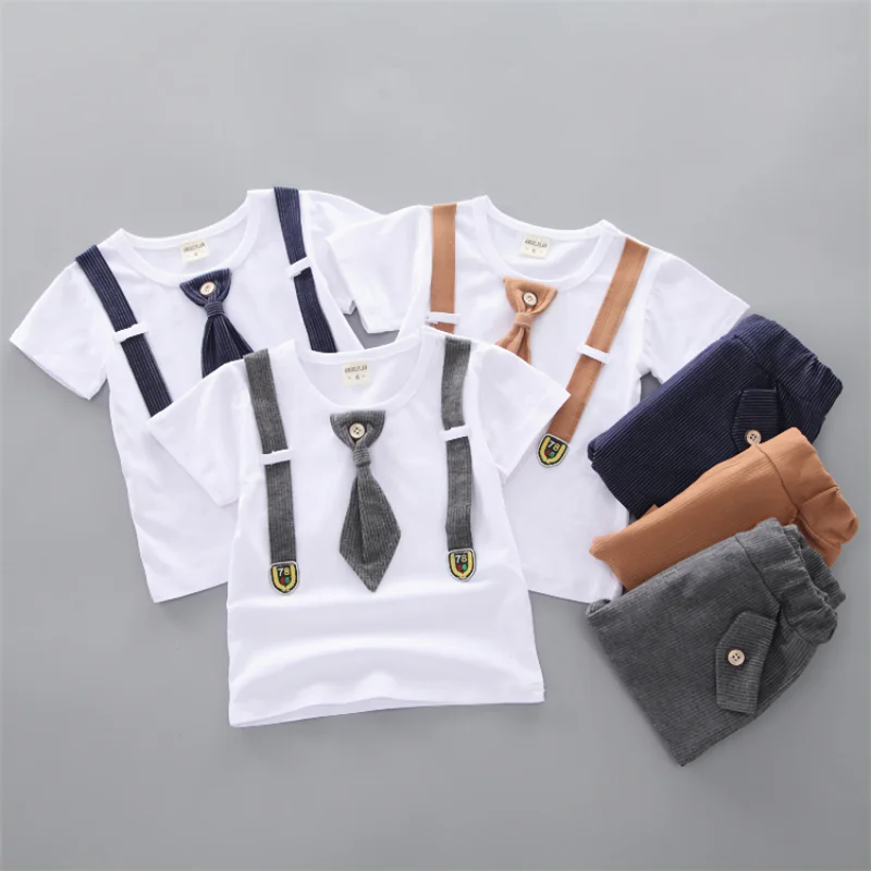 Summer Baby boys Clothing Suits Handsome Fashion Children\'s girls Short-Sleeved  + Shorts Clothes 2 pcs Set