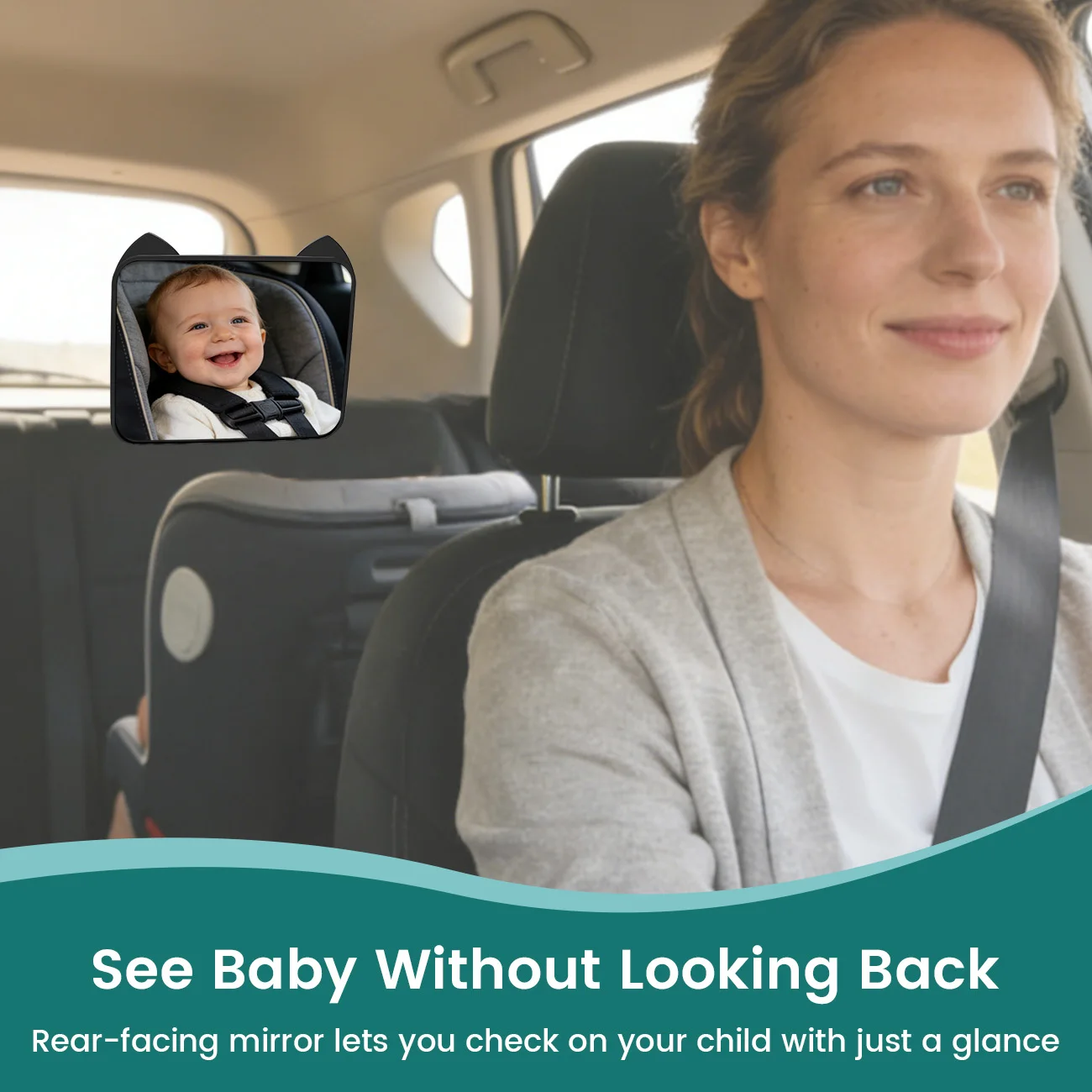 Cute Cat Ear Baby Car Mirror Easy Installation Back Seat Rear Facing Infant Safety Mirror For Cars