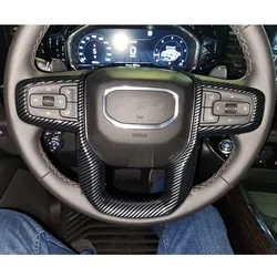 Carbon Fiber Color Steering Wheel Cover Trim Fit for GMC Sierra 1500 2019-2023 /2500HD 3500HD 2020-2023/Yukon 2021-2023